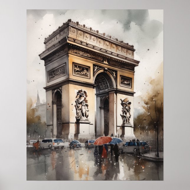 Arc De Triomphe Paris Francia Poster de arte (Frente)