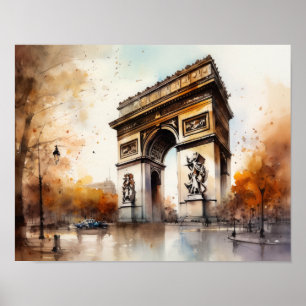 Arc De Triomphe Paris Francia Poster de arte