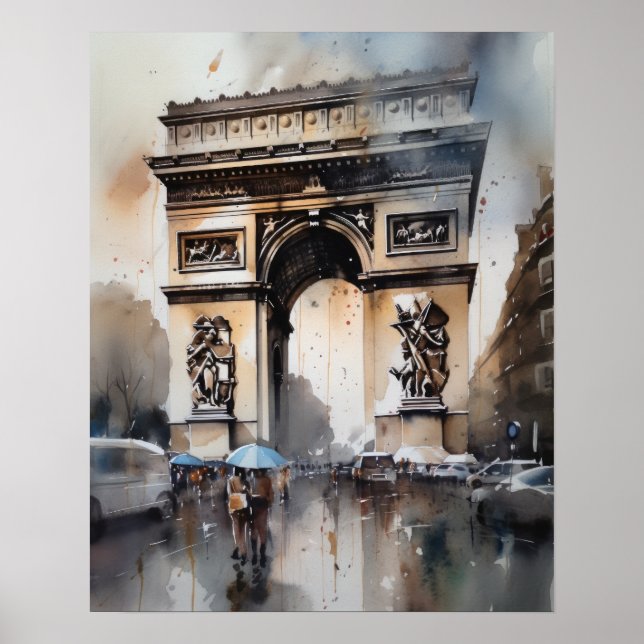 Arc De Triomphe Paris Francia Poster de arte (Frente)