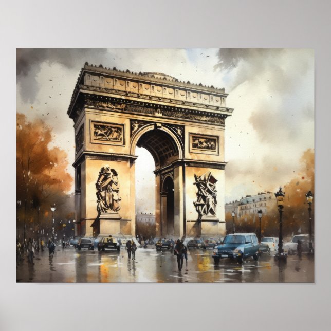 Arc De Triomphe Paris Francia Poster de arte (Frente)
