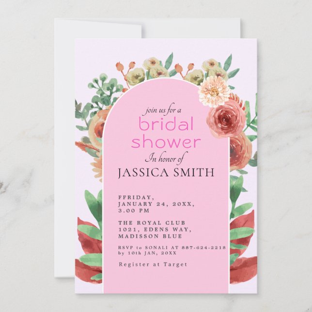 arca floral elegante plantilla brillante invitació (Anverso)