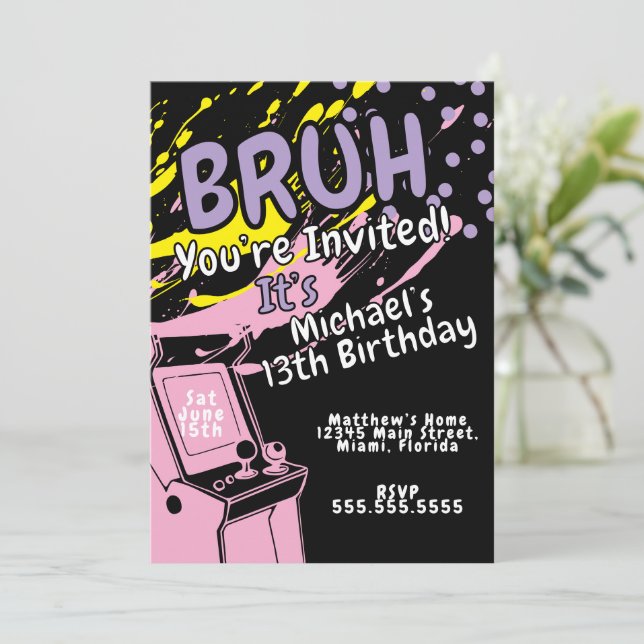 Arcade Colorful Birthday Party Pink  (Anverso de pie)