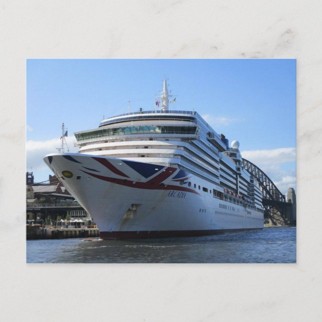 Arcadia atracada en la postal circular de Quay (Anverso)