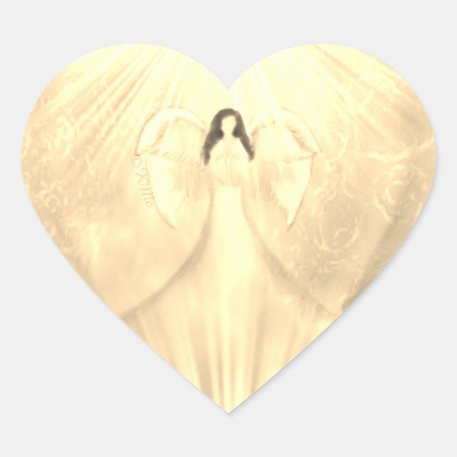 Arcángel amarillo Ángel Uriel Rezando Pegatinas (Anverso)