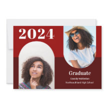 Arch Burgundy Dos Invitación de Graduación de Foto