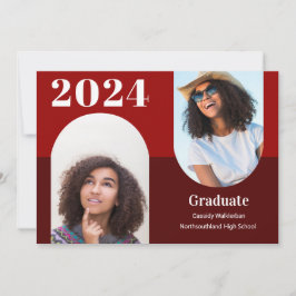 Arch Burgundy Dos Invitación de Graduación de Foto