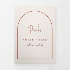 Arch Cream & Terracotta Bebe Menú para Boda
