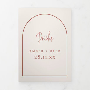 Arch Cream & Terracotta Bebe Menú para Boda