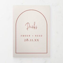 Arch Cream & Terracotta Bebe Menú para Boda