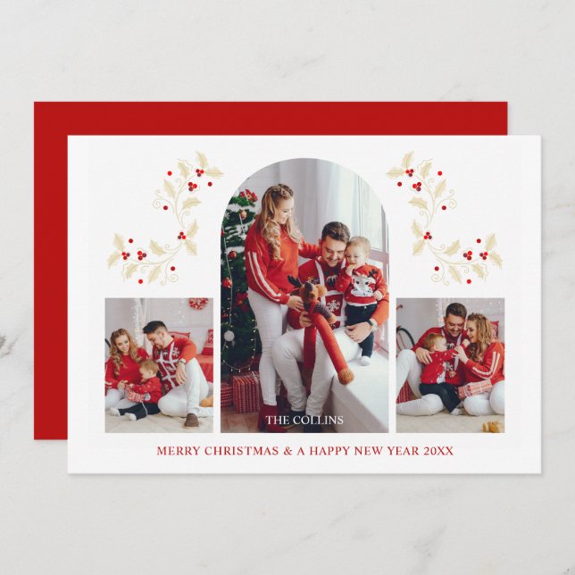 Arch Effect Christmas Branches 3 Photos Collage (Anverso / Reverso)