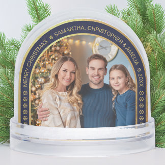 Arch Navy Blue Faux Gold Christmas Family Photo