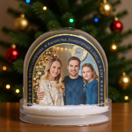 Arch Navy Blue Faux Gold Christmas Family Photo 