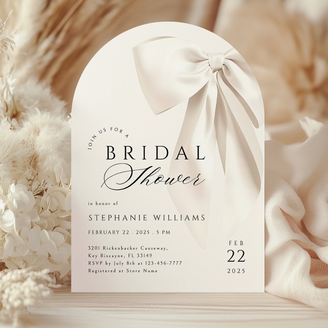 Arch White Elegant Bow Bridal Shower Invitación (Subido por el creador)