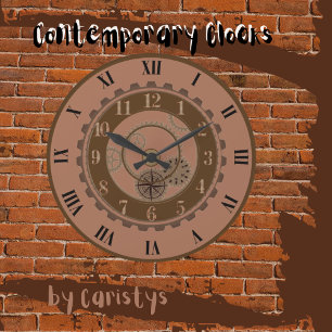 Arcilla contemporánea, marrón, reloj de pared Stea