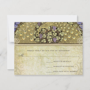 Arco Art Nouveau Pájaros de pavo real Boda RSVP
