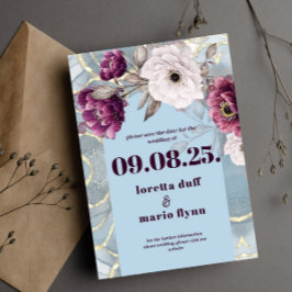 Arco azul floral Guardar la fecha Invitación