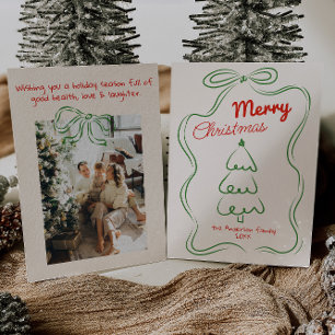 Arco de árbol de navidad de color verde rojo dibuj