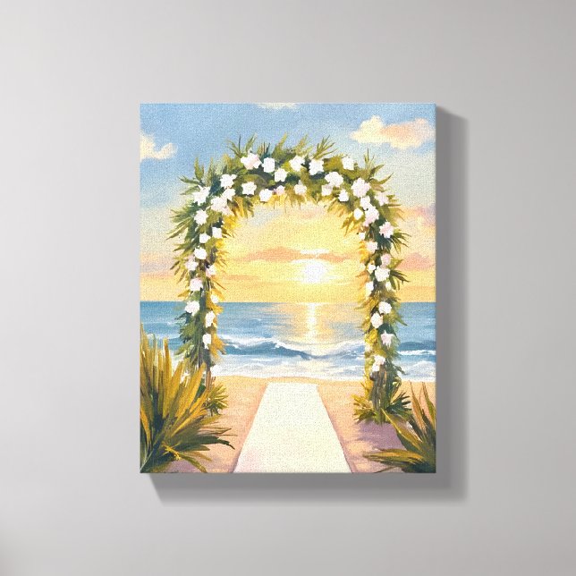 Arco de boda de playa Arte acuarela floral (Anverso)