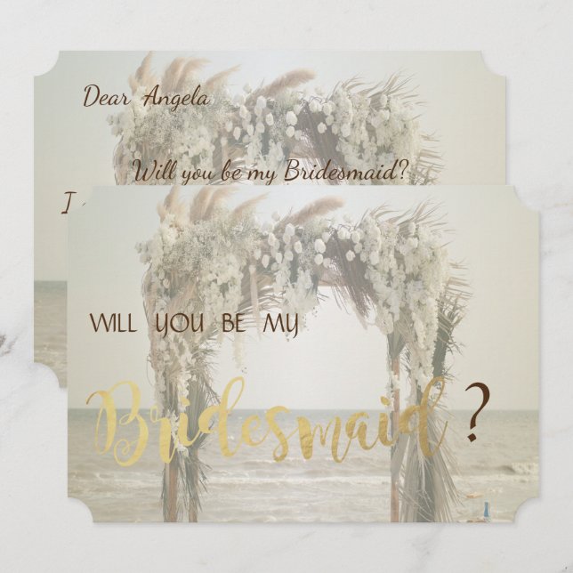 Arco de boda de playa Tarjeta de dama de honor (Anverso / Reverso)