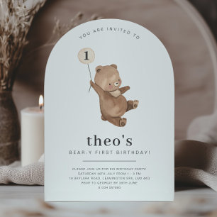 Arco de cumpleaños con oso Invitación