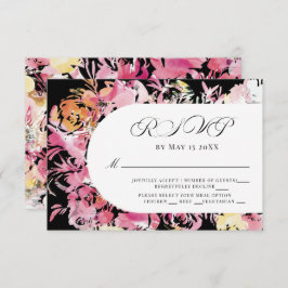Arco de flor negro, rosa y Rubor RSVP