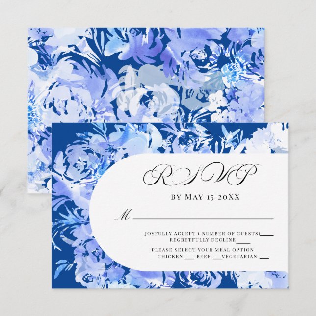 Arco de flores azul RSVP (Anverso / Reverso)