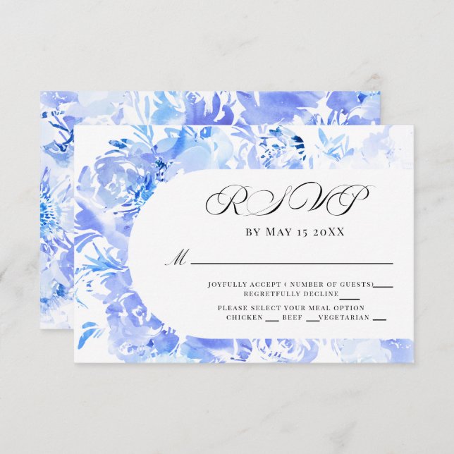 Arco de flores azul RSVP (Anverso / Reverso)