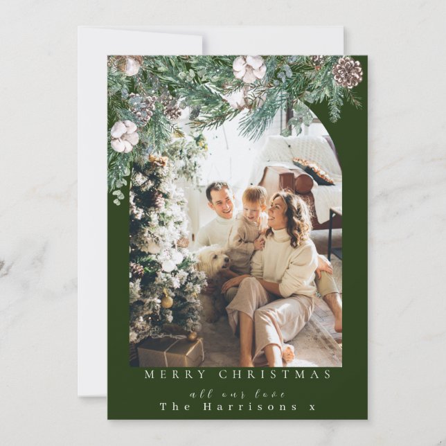 Arco de Foliage Botánico 1 Foto Feliz Navidad (Anverso)
