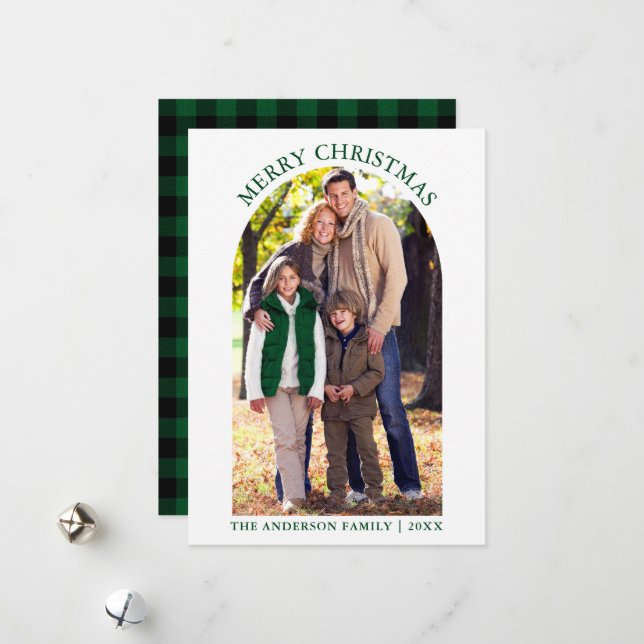Arco de Foto Feliz Navidad Plaid Verde (Anverso/Reverso In Situ)