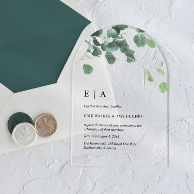 Arco de Invitación de Boda de Acrílico con Eucalip (Subido por el creador)