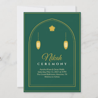 Arco de Invitación de Boda Musulmana Nikah Emerald