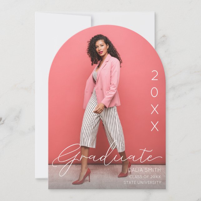 Arco de Invitación de fotografía de graduado de añ (Anverso)