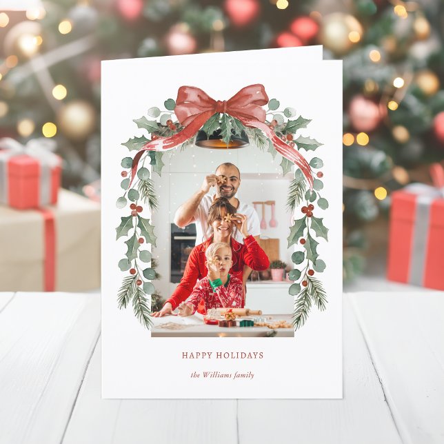 Arco de Navidad en acuarela con foto de acebo (Subido por el creador)