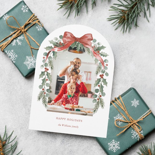 Arco de Navidad en acuarela con foto de acebo (Subido por el creador)