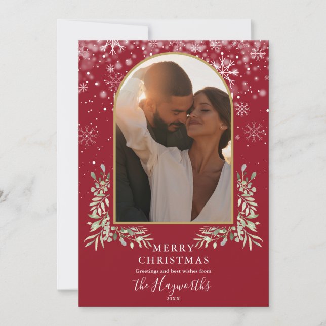 Arco de Navidad en Oro con Floral y Verdor (Anverso)