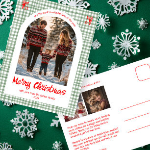 Arco de Navidad personalizado Gingham verde rojo 3