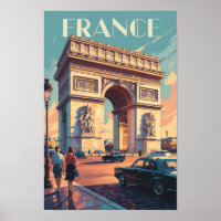 Arco de Triunfo de Francia Arte de Viaje Vintage