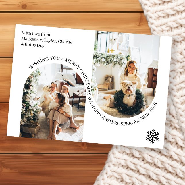 Arco doble Navidad Personalizado 2 Foto  (Double Arch Christmas Personalized 2 Photo Holiday Card by Ricaso - Add own photographs and message)