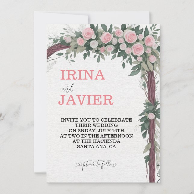 Arco dorado - invitación a la boda (Anverso)