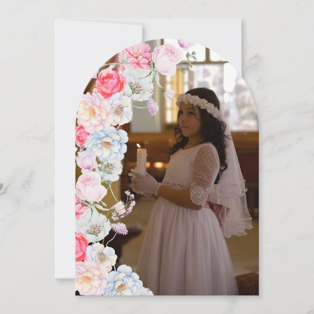 Arco floral Primera Comunión Gracias Tarjeta (Anverso)