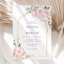 Arco floral rosa elegante Invitación a la boda