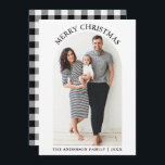 Arco fotográfico negro y blanco para navidad<br><div class="desc">Moderna moda Rustic Black & White Buffalo Plaid Photo Arch Feliz Navidad</div>