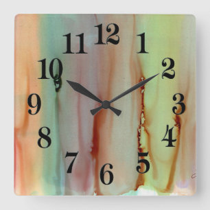 Arco iris del reloj de pared cuadrado de los