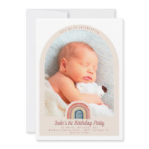 Arco Iris Foto Invitación al primer cumpleaños