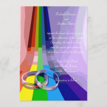 Arco iris gay y anillos que casan la invitación