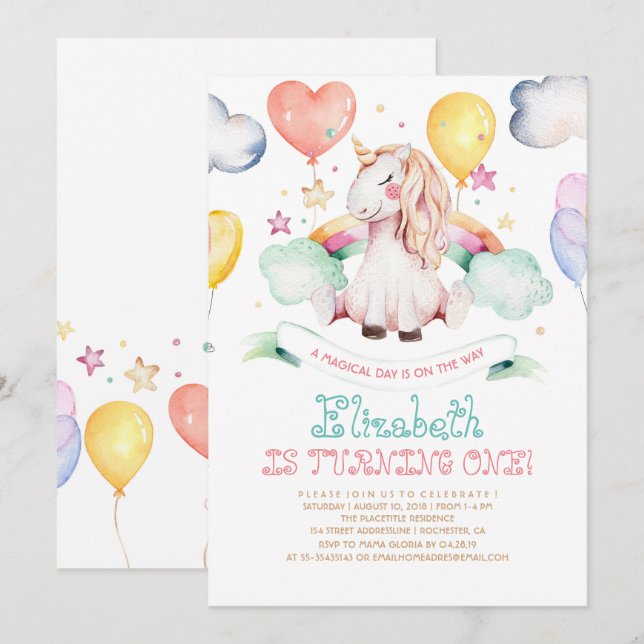 Arco iris mágico de la invitación el | del (Anverso / Reverso)