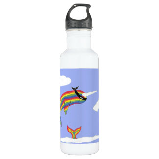Arco iris Ninja Narwhal que vuela la botella