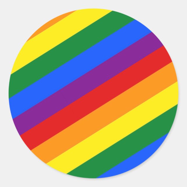 arco iris rayas diagonales patrón círculo pegatina (Anverso)