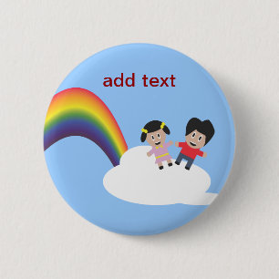 Arco iris y botón de la amistad de las nubes