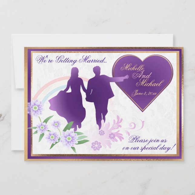 Arco iris y sombras de la invitación de la boda de (Anverso)